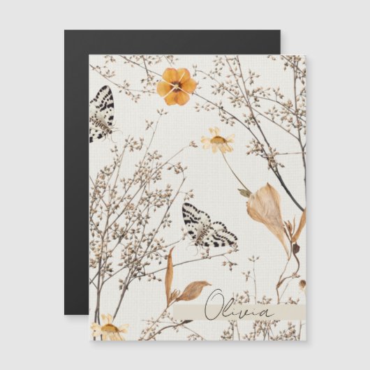 秋の花と蝶 (正面/裏面)