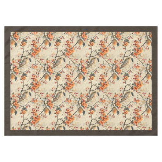 秋の花と鳥のテーブルクロス季節のチャーム テーブルクロス (正面(横))