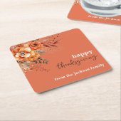 秋の花に感謝エレガント スクエアペーパーコースター (アングル)