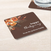 秋の花に感謝エレガント スクエアペーパーコースター (アングル)