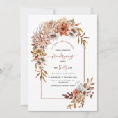 秋の花のアーチ テラコッタ フレンズギビング 招待状 (正面)