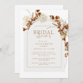 秋の花のアーチ ニュートラル ブライダルシャワー 招待状 (正面/裏面)