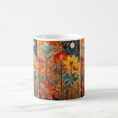 秋の花のアートワーク コーヒーマグカップ (中央)