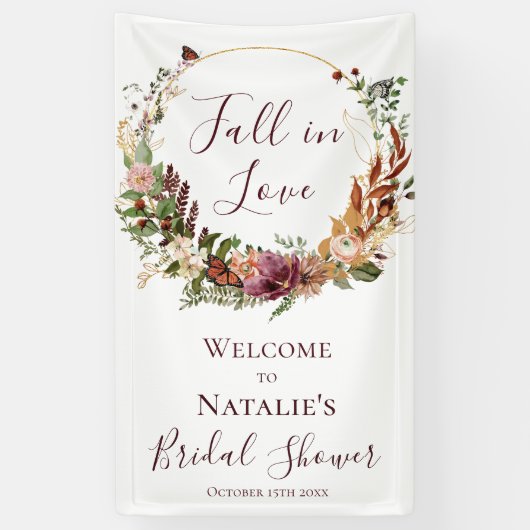 秋の花のウェディングシャワーのお出迎え 横断幕 (縦)