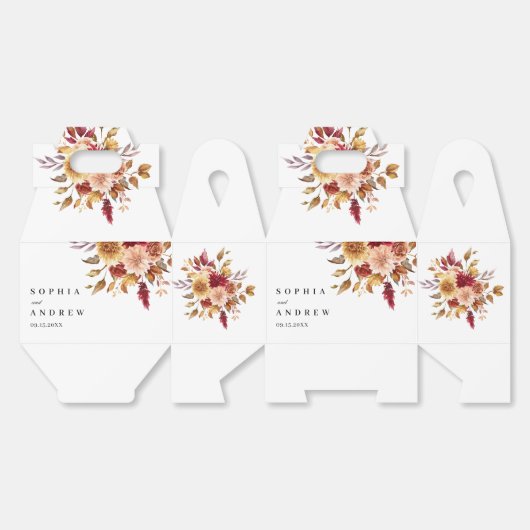 秋の花のウェディング フェイバーボックス (見開き)