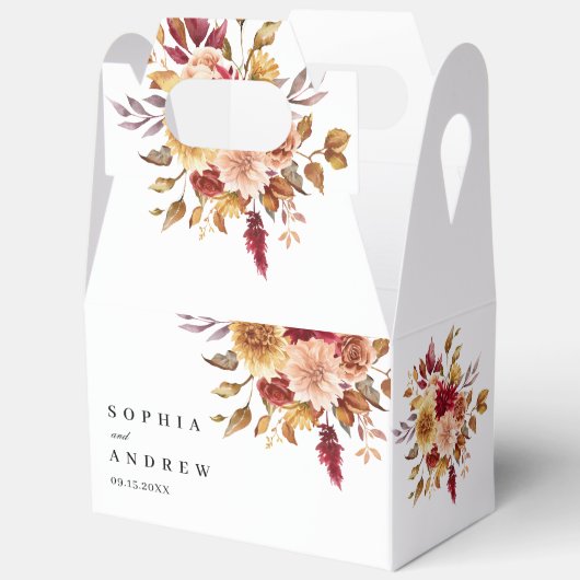 秋の花のウェディング フェイバーボックス (見開き)