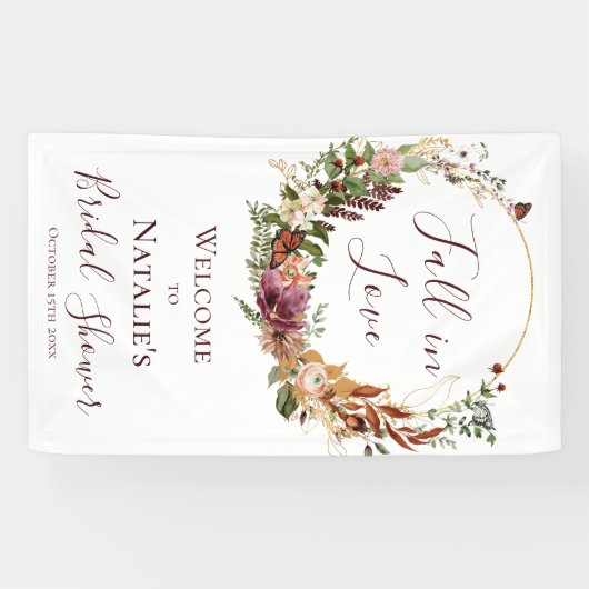 秋の花のウェルカムバナー(結婚前のお茶会用) 横断幕 (横)