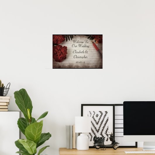秋の花のウェルカムボード 私たちの結婚式へ ポスター (ホームオフィス)