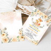 秋の花のキツネのベイビーシャワー 招待状