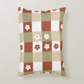 秋の花のギンガムチェックパターン アクセントクッション (正面(垂直))