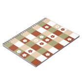 秋の花のギンガムチェックパターン ノートブック (左側)