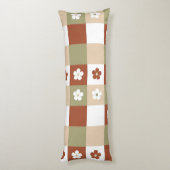 秋の花のギンガムチェックパターン ボディピロー (裏面 (縦))