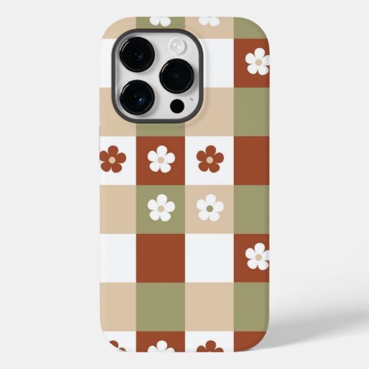 秋の花のギンガムチェックパターン Case-Mate iPhoneケース (裏面)