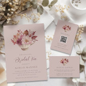 秋の花のティーカップ 秋のブライダルシャワー ディスプレイ エンクロージャーカード