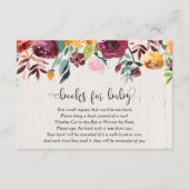 秋の花のバーガンディのベビーシャワーの本の要求 エンクロージャーカード (正面)