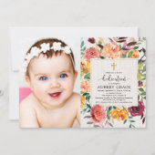 秋の花のバーガンディの赤面の献呈の写真 招待状 (正面)