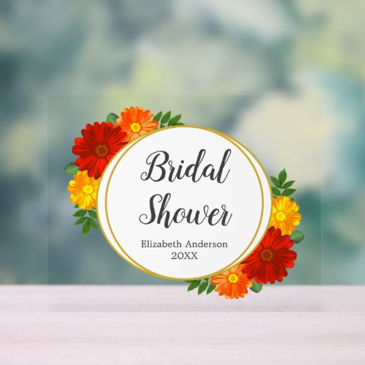 秋の花のブライズシャワー アクリルサイン (ニュートラル)