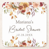 秋の花のブライズシャワー スクエアペーパーコースター (正面)