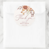 秋の花のブライダルシャワーお礼 ラウンドシール (バッグ)