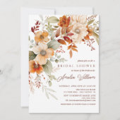 秋の花のブライダルシャワーへの招待 招待状 (正面)