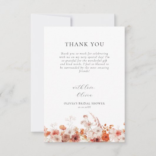秋の花のブライダルシャワー サンキューカード (正面)