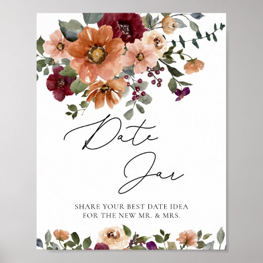 秋の花のブライダルデート夜のアイデア日付ジャー ポスター (正面)