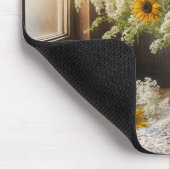 秋の花のブーケオンレース マウスパッド (コーナー)