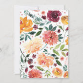 秋の花のベイビーシャワー招待状 招待状 (裏面)