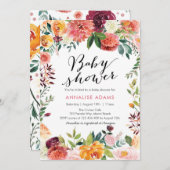 秋の花のベイビーシャワー招待状 招待状 (正面/裏面)