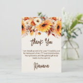 秋の花のベージュのパーティーお礼カード 招待状 (スタンド正面)