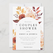 秋の花のボーホー カップルシャワー 招待状 (正面)