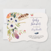 秋の花のボーホー ベイビー シャワーの招待状 招待状 (正面)