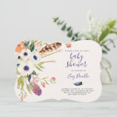 秋の花のボーホー ベイビー シャワーの招待状 招待状 (スタンド正面)