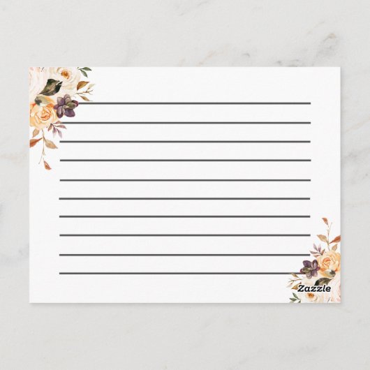 秋の花のレシピカード ポストカード (裏面)