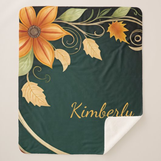 秋の花の優雅さ シェルパブランケット (正面)