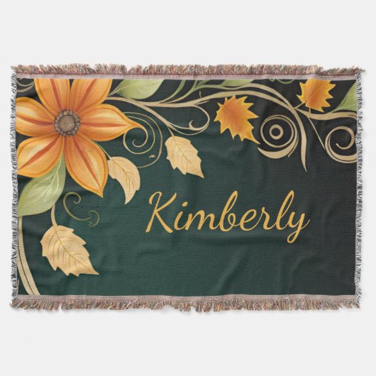 秋の花の優雅さ スローブランケット (正面)