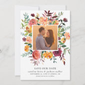 秋の花の写真の保存日付 招待状 (正面)