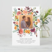 秋の花の写真の保存日付 招待状 (スタンド正面)