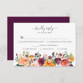 秋の花の出欠カード（食事選択付き） 招待状 (正面/裏面)