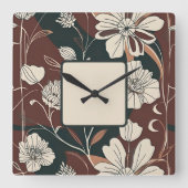 秋の花の壁時計 スクエア壁時計 (正面)
