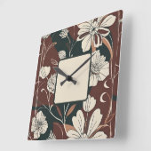 秋の花の壁時計 スクエア壁時計 (傾斜)