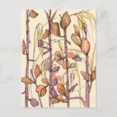 秋の花の植物秋の色インクスケッチアート ポストカード (正面)