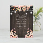 秋の花の水彩のストリングライト 誕生日 招待状 (スタンド正面)