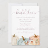 秋の花の水彩パンプキン ブライダルシャワー 招待状 (正面)