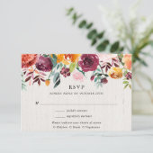 秋の花の水彩ローカルウェディングの出欠確認 エンクロージャーカード (スタンド正面)