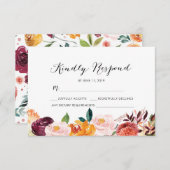 秋の花の水彩画 RSVP カード (正面/裏面)