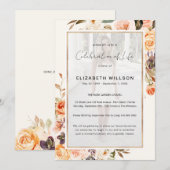 秋の花の生命のお祝い 追悼 フォト 招待状 (正面/裏面)