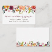 秋の花の登録の挿入物カード、オレンジあずき色 名刺 (正面/裏面)