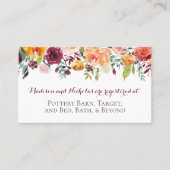 秋の花の登録の挿入物カード、オレンジあずき色 名刺 (正面)