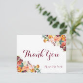 秋の花の結婚式のお礼はがき(オレンジ) ポストカード (スタンド正面)